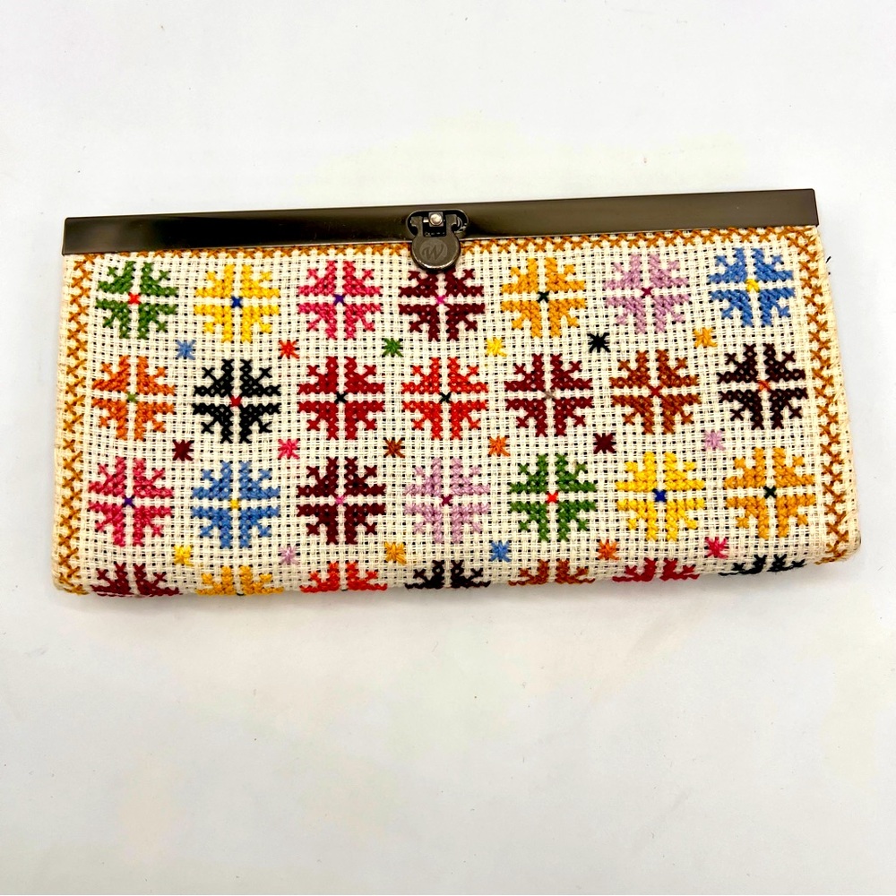 Handmade Cross-stitch Wallet Clutch grandma embroidery